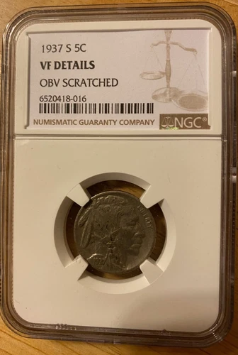1937 S Buffalo Nickel, NGC Graded: VF