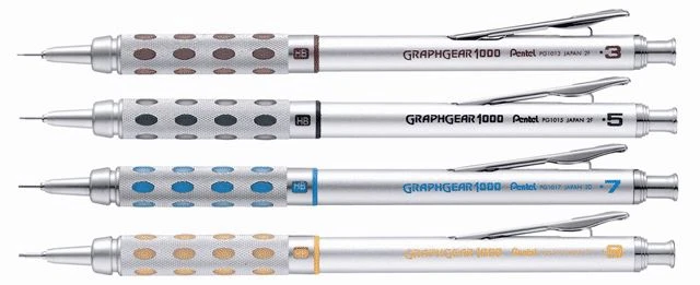 Pentel Druckbleistift 4 Stück Graphgear PG1000 Bleistift 4 Stärken 0,3/5/7/9 mm