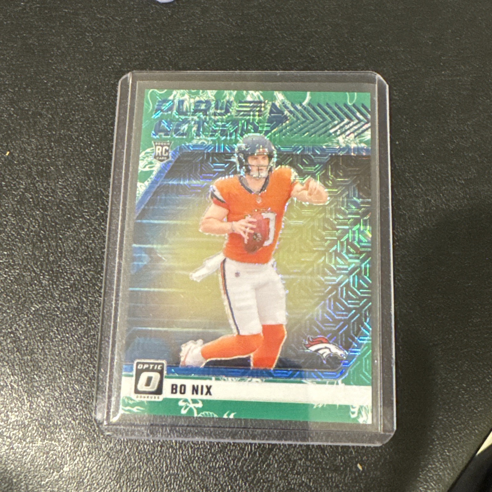 2024 Panini Donruss Optic - Play Action Bo Nix #6 Dragon Prizm /24 (RC)