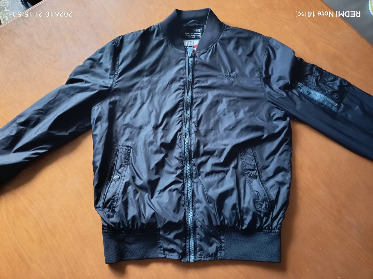 SCHOTT NYC Bomber Chaqueta Negra Ligera Hombre Talla L Tipo Ejército