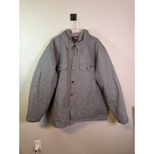 Dickies Mens Hooded Canvas Work Jacket Quilted Lined Gray 3XL