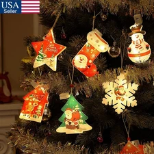 4×Christmas Window Hanging LED Lamp Light Xmas Ornament Suction Cup Battery Deco