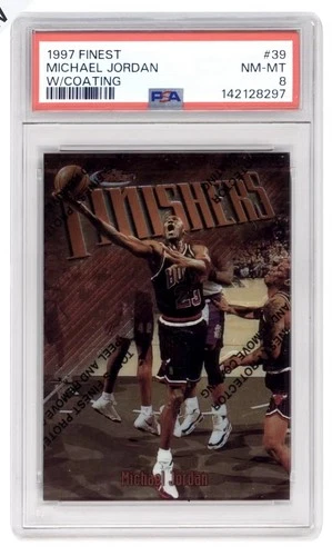 1997 FINEST MICHAEL JORDAN W/COATING PSA 8 Bulls