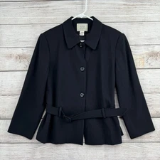 Vintage Field Manor Modern Classics Wool Blazer Womens 14 Black Made in USA