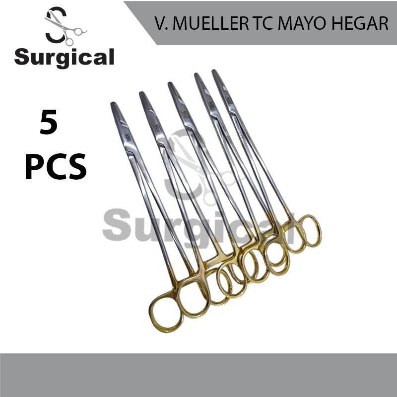 Lote de 5 soportes de aguja vital V. Mueller Mayo Hegar TC | Instrumentos quirúrgicos