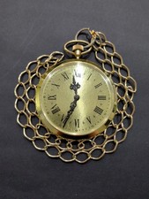Vintage Gold Tone HUGE 3.5" Pocket Watch Pendant Necklace 26"