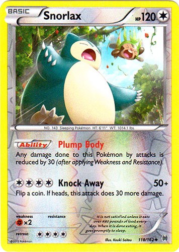 Lightly Played Snorlax - 118/162 - Uncommon - Reverse Holo Pokemon BREAKthrough