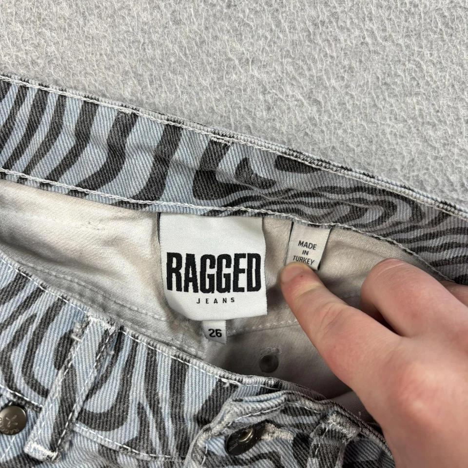 Pantalones Cortos de Jeans Ragged Priest Para Mujer 26 Azul Negro Tiro Alto Denim Psicodélico Boho Foto 3 de 4