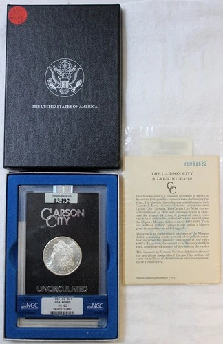GSA Hoard 1881-CC  Morgan Silver Dollar NGC MS 62  ~ Box & COA
