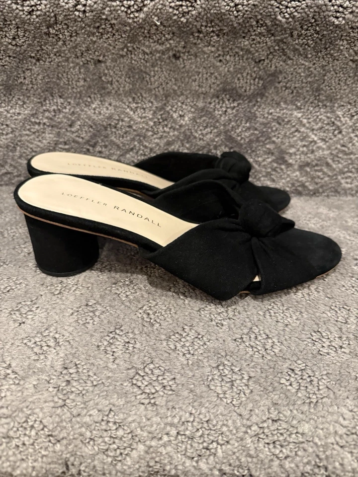 Sandalias Loeffler Randall Celeste Nudo Negro Gamuza Tacón Bloque Talla 5 Foto 2 de 4