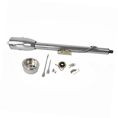 Chrome Stainless 32'' Manual Floor Shift Tilt Steering Column Ignition Key For GM