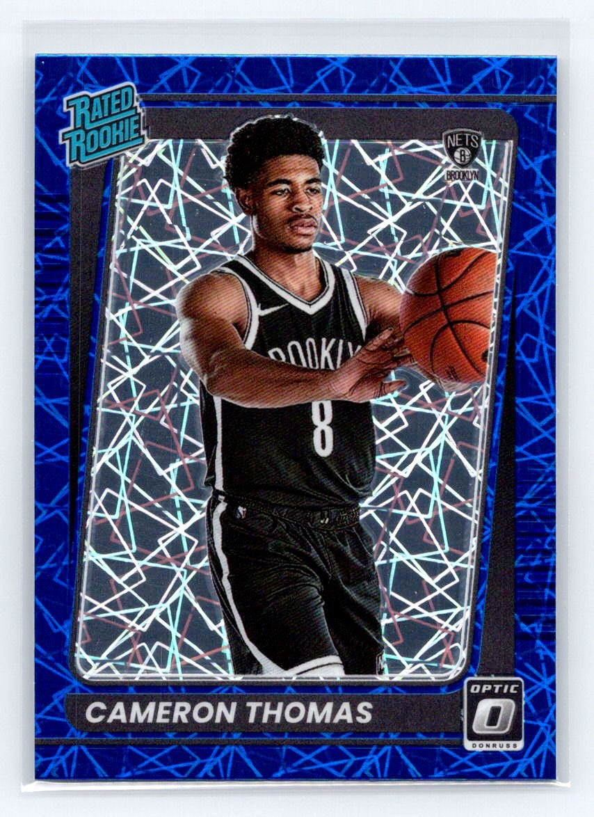 2021-22 Donruss Optic #153 Cameron Thomas Blue Velocity Rookie Brooklyn Nets