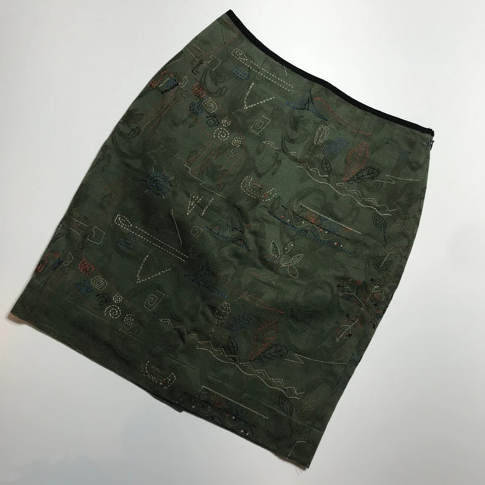 Falda Lápiz Meadow Rue Anthropologie Talla 0 Verde Oliva Hilos Acolchados Algodón Foto 2 de 4