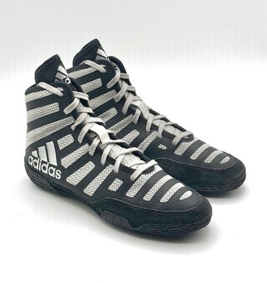 Adidas Adizero Varner Wrestling Shoes Men's Size 7.5 Black White Stripes Lace Up