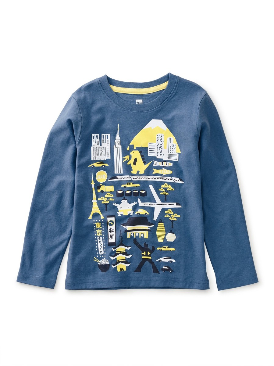 Tea Collection Boys T-Shirt 2T Blue Tokyo Japan Collection Clothing Size 2T