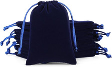 Jewelry Bags, 12Pcs Blue Velvet Coin Pouch, 3x4 Drawstring Bags, Wedding, Christ