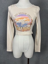 Billabong Crop Top Long Sleeve 100% Cotton A Day Dream Away Graphic Tee XS NWI's