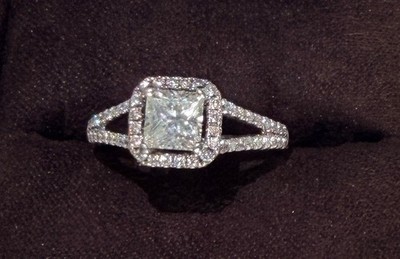 GIA Certified Diamond Engagement Ring 1.17 CTW Princess Cut 18k White Gold