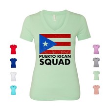 Puerto Rican Squad flag pride heritage culture unity Women's V Neck Shirt