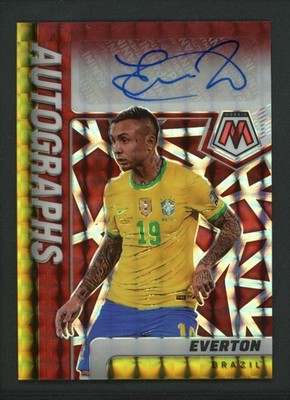 2021-22 EVERTON AUTO PANINI MOSAIC FIFA ROAD TO WORLD CUP GOLD RED AUTOGRAPHS