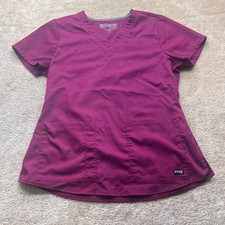 Greys Anatomy by Barco Womens V-Neck Scrub Top Wine Burgundy Medium 41452