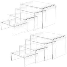 8Pcs Acrylic Display Risers(6",5",4"3") Clear Product Stand,Cupcakes Holder D...
