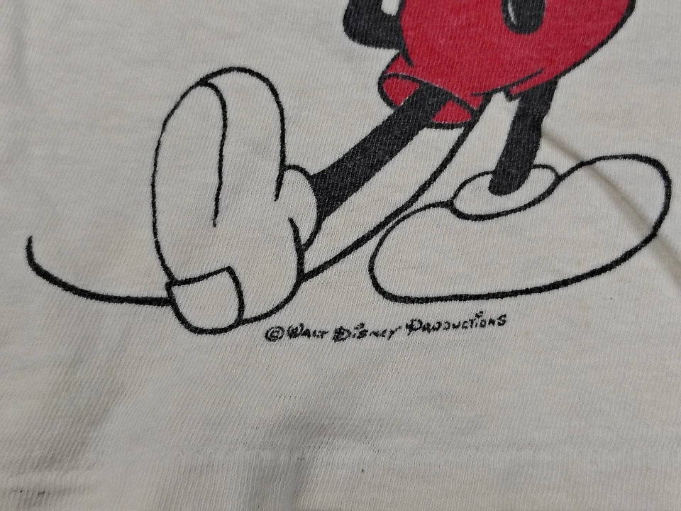 Mickey Mouse T Shirt Disney White Super Thin Single Stitch Toddler Vintage 70s - Image 3 of 4
