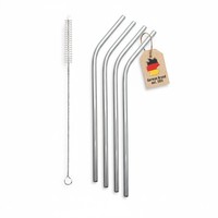 Trinkhalme Wiederverwendbar Edelstahl 4X Metall Strohhalme Mit ReinigungsbüRste