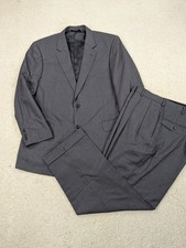 Jos A Bank Suit Mens 44R 38x29 Gray Plaid Wool Flannel 2 Piece Jacket Pants Set