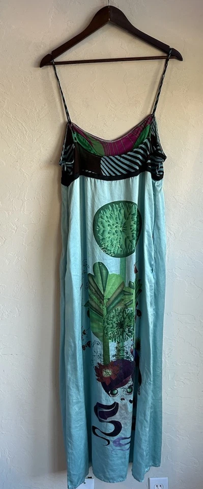Maxi Vestido sin Mangas Custo Barcelona Y2K 3 M Seda Satén Hada Grunge Diseñador LEER Foto 4 de 4