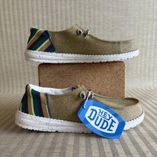 Hey Dude Wendy Funk Mardi Gras Shoes Womens Size 9 Gold LSU Lightweight Loafers