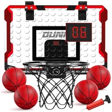 Portable Door-Mounted Mini Basketball Hoop with Shatterproof Backboard & 4 Balls