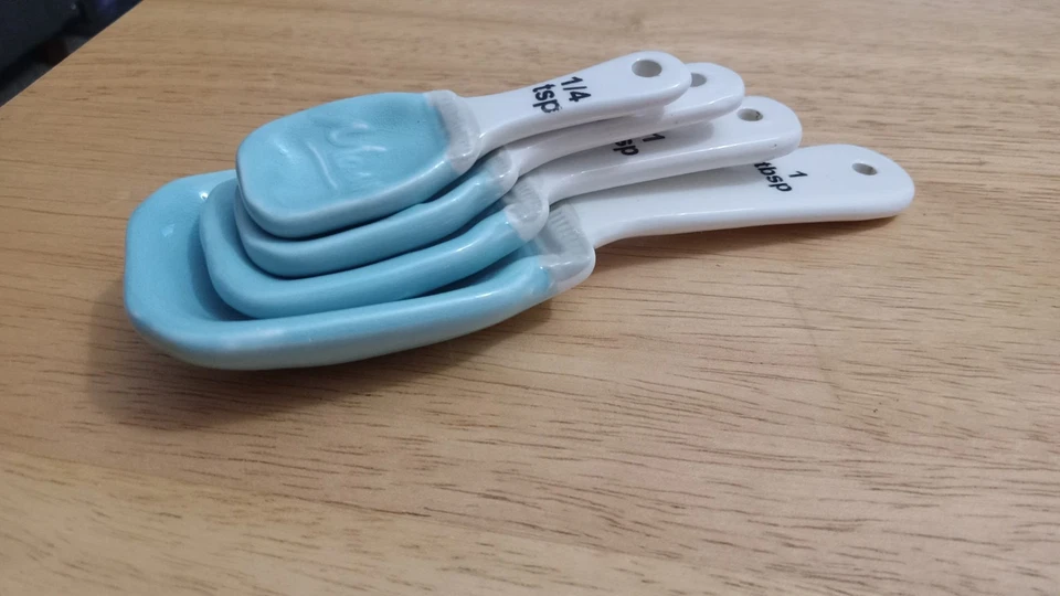 World Market Measuring Spoons,Cups, Cookie Canister, Salt, Pepper Aqua Blue Set - Image 3 of 4