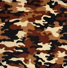 Fabric By The Yard - Brown Black Camouflage - 44 Wide - cotton/synthetic blend