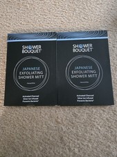New Japanese Exfoliating Shower Mitt Charcoal White Set Of 2 By Shower Bouquet