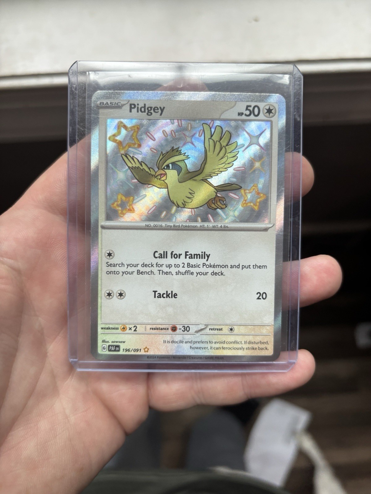 Pokemon Pidgey Paldean Fates Card 196/91 NM Condition