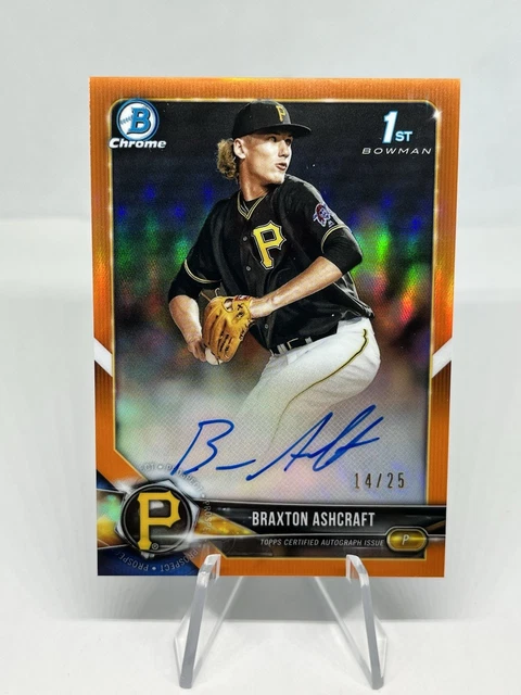 Braxton Ashcraft 2018 Bowman Chrome Draft 1st True Orange Refractor Auto /25