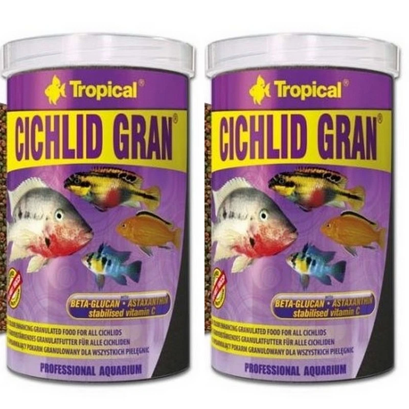 2x Cíclido Tropical Granulado 1000 ml alimento para percas peces acuario crecimiento