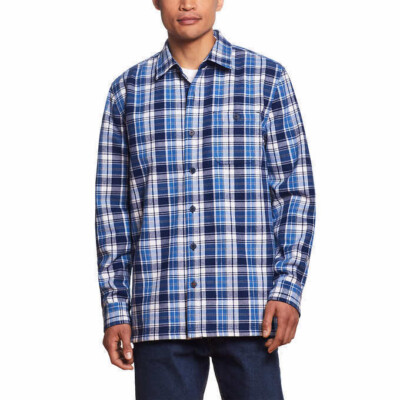 Weatherproof Vintage Men’s Fleece Lined Flannel Shirt Jacket, Blue Size XL 