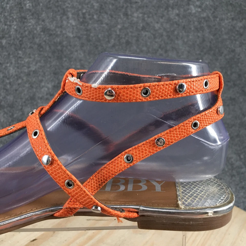 Sandalias planas Sam And Libby para mujer 8,5 con tachuelas al tobillo tiras naranja imitación cuero Foto 4 de 4