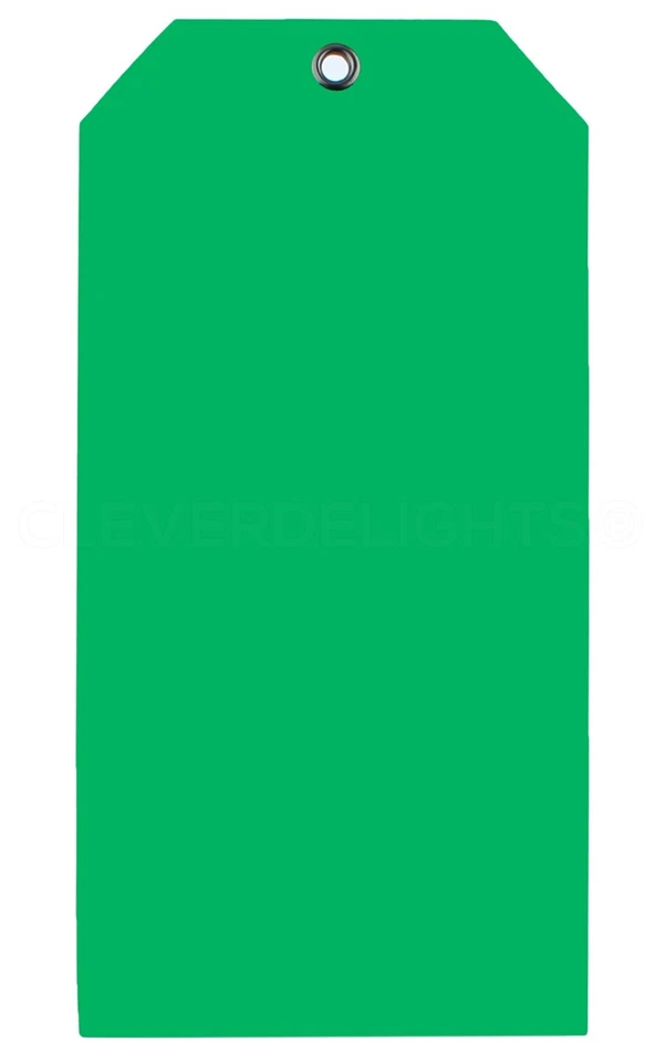 CLEVERDELIGHTS Green Plastic Tags - 6.25" x 3.125" - Tearproof - Inventory ID Price Tags