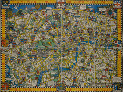 London Wonderground Map of London Town 1914  Vintage Style Print + Free Shipping
