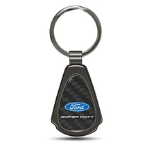 Ford Super-Duty Real Black Carbon Fiber Gunmetal Black Metal Teardrop Key Chain