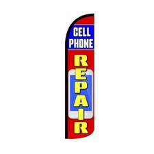 Cell Phone Repair Swooper Flutter Windless Feather Flag 3ft W x 11.5ft Tall