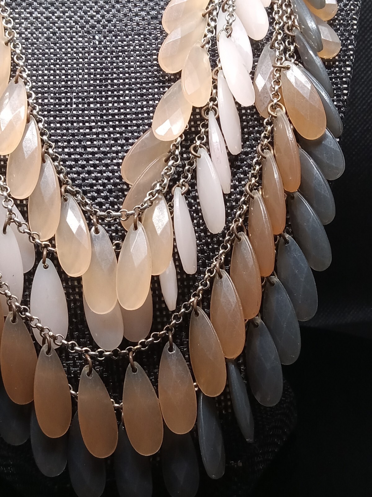 Statement Necklace Pink Black Multi Layer Strand … - image 2