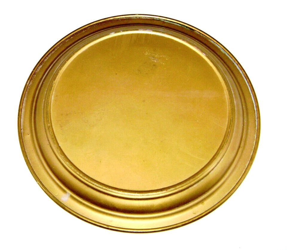 Antique Manning Bowman Solid Brass Round Serving Tray Embossed Floral Border - Image 4 of 4