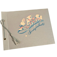 Vintage 40s 50s Baby Photo Album Baby Book Scrapbook Unused Bunny