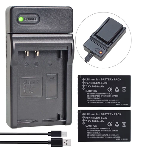 2x Battery + Charger for Nikon EN-EL20 EL20a Nikon Coolpix P950 P1000 P1100