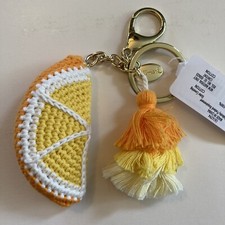 NWT Hallmark CROCHET STUFFED ORANGE SLICE KEYCHAIN with Tassel Backpack Clip
