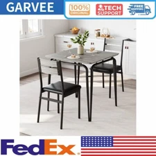 3PCS Kitchen Table and Chairs for 2 Upholstered Chairs MDF Thickened Tabletop
